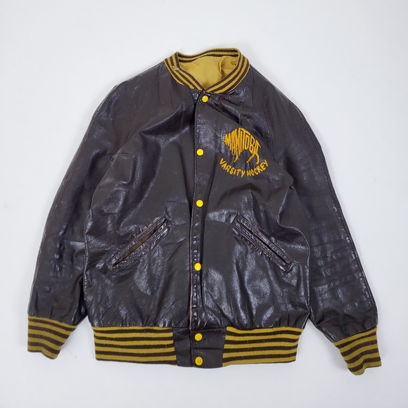 Vintage Other - 70's Manitoba Bison's varsity jacket hockey memorabilia coat bomber